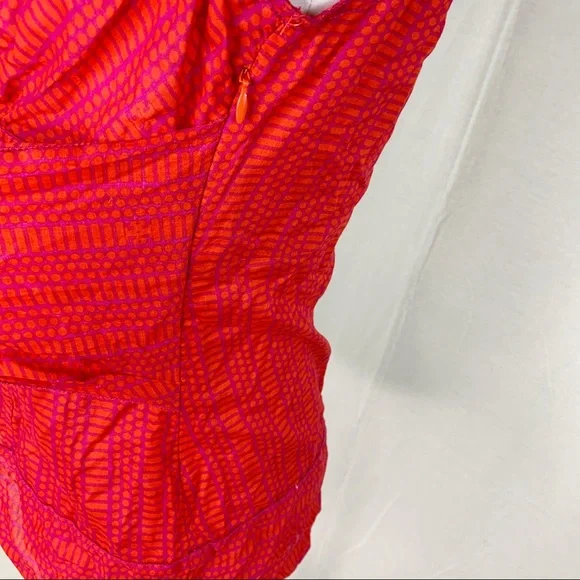 Tory Burch red and purple tie back v-neck tank top - Picture 10 of 14